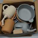 Silicone Baby Feeding Set 21 Pcs, Baby Led Weaning Supplies, Baby Feeding Supplies Set BPA Free, Essentials for Newborn Gift Walnut Color, Beige, Smoky Gray