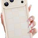 OOK Slim Checkered Case for iPhone 17 Pro 6.3inch, Beige | Cute Aesthetic Checkerboard Design,Camera Lens Protection,Silicone Slim Shockproof Protective Cover for Women Girls