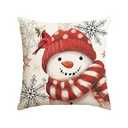 AVOIN colorlife Winter Snowman Snowflake Bird Throw Pillow Cover, 18 x 18 Inch Blue Seasonal Christmas Holiday Cushion Case Decoration for Sofa Couch