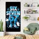 Funny 6 7 Meme Door Cover Italian Brainrot 67 Six Seven Birthday Party Decorations for School Classroom Office Home Door Banner