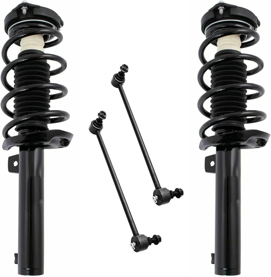Detroit Axle - Front Struts Sway Bars for VW Golf Jetta CC Beetle Passat Audi A3 Quattro Complete 2 Struts with Coil Spring 2 Front Sway Bars Replacement Suspension Kit