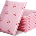 Cozymood Bubble Mailers 6x10 25 Pack Pink Custom Designer Shipping Envelopes Mailing Self Seal Adhesive Waterproof Padded for Valentines Day Gifts Packaging, Mailing, Small Business Bulk, Cherries (Cherry)