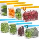 IDEATECH 8Pack Gallon Bags Dishwasher Safe, Leakproof Reusable Gallon Freezer Bags, BPA Free Reusable Gallon Bags, Reusable Food Storage Bags Silicone for Meats, Sandwich, Travel (8Gallon, Colored)