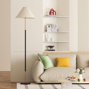 66''Floor Lamp,9W Edison LED Bulb Included Nordic Style Standing Lamp with Foot Switch and Pleated Shade, Tall Floor Lamp Reading for Living Room Bedroom Office Classroom Dorm Room