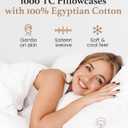 1000 TC White Standard Pillowcases Set of 4 100% Egyptian Cotton Pillow Cases with Long Staple Cotton & Sateen Weave, Silky Soft Hotel - Like Bed Pillow Covers for Comfy Sleeping, Snug Fit