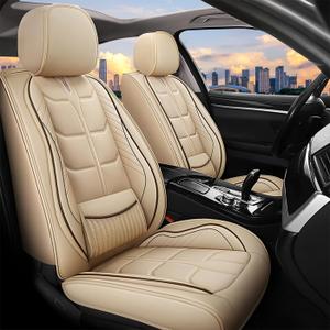 Seat Cover for Land Rover LR4 2010-2016 Leather Car Seat Covers Compatible Airbag, Non-Slip Waterproof Seat Cover.BeigeFull Set