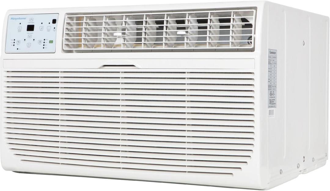 Keystone 8,000 BTU Wall Mounted Air Conditioner with Supplemental Heat and Dehumidifier Function, 115V, Wall AC for Small-Medium Sized Rooms up to 350 Sq.Ft. with Remote, Quiet, High Efficiency AC (Bright White)