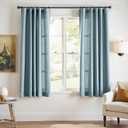 JINCHAN Linen Blue Curtains 63 Inches Length for Living Room Farmhouse Rod Pocket Back Tab Light Filtering Window Drapes 2 Panels for Bedroom