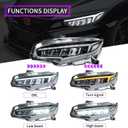 Archaic Headlights Assembly Compatible for 10th Gen Honda Civic 2016-2021,Projector Headlight w Sequential Turn Signal for Civic Sedan/Coupe/Hatchback,for EX/LX/Sport/Touring/Si/Type R, Pair