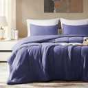 SLEEP ZONE 3 Pieces Jersey Knit Bedding Sets with 1 Comforter (82"x86") and 2 Pillow Shams (20"x26"), Soft and Breathable Comforter Set for Men and Women (Navy, Full)