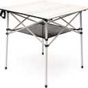 SUNNYFEEL Aluminum Folding Table for Camping, Lightweight Roll Up Top, Portable Camp Tables with Carry Bag for Outdoor Picnic (Square, Gray), 27.5 x 27.5 in