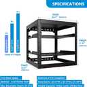 RackPath 12U Open Frame Network Rack with 2X 14in Vented 1U Shelves Rear Support, Wall Mount/Floor Standing Network Cabinet, Heavy Duty 150 lbs Capacity for IT & AV Gear, Audio and Video Device