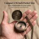 Engraved Brass Pocket Compass Gift for Men Vintage Antique Compass for Hiking, Adventure, and Travel Leather Case Included Moon & Stars, or Road Design Gift for Dad, Husband, or Son