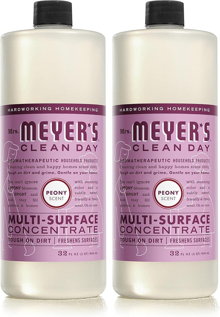 MRS. MEYER'S CLEAN DAY Multi-Surface Cleaner Concentrate, Use to Clean Floors, Tile, Counters, Peony, 32 fl. oz - Pack of 2