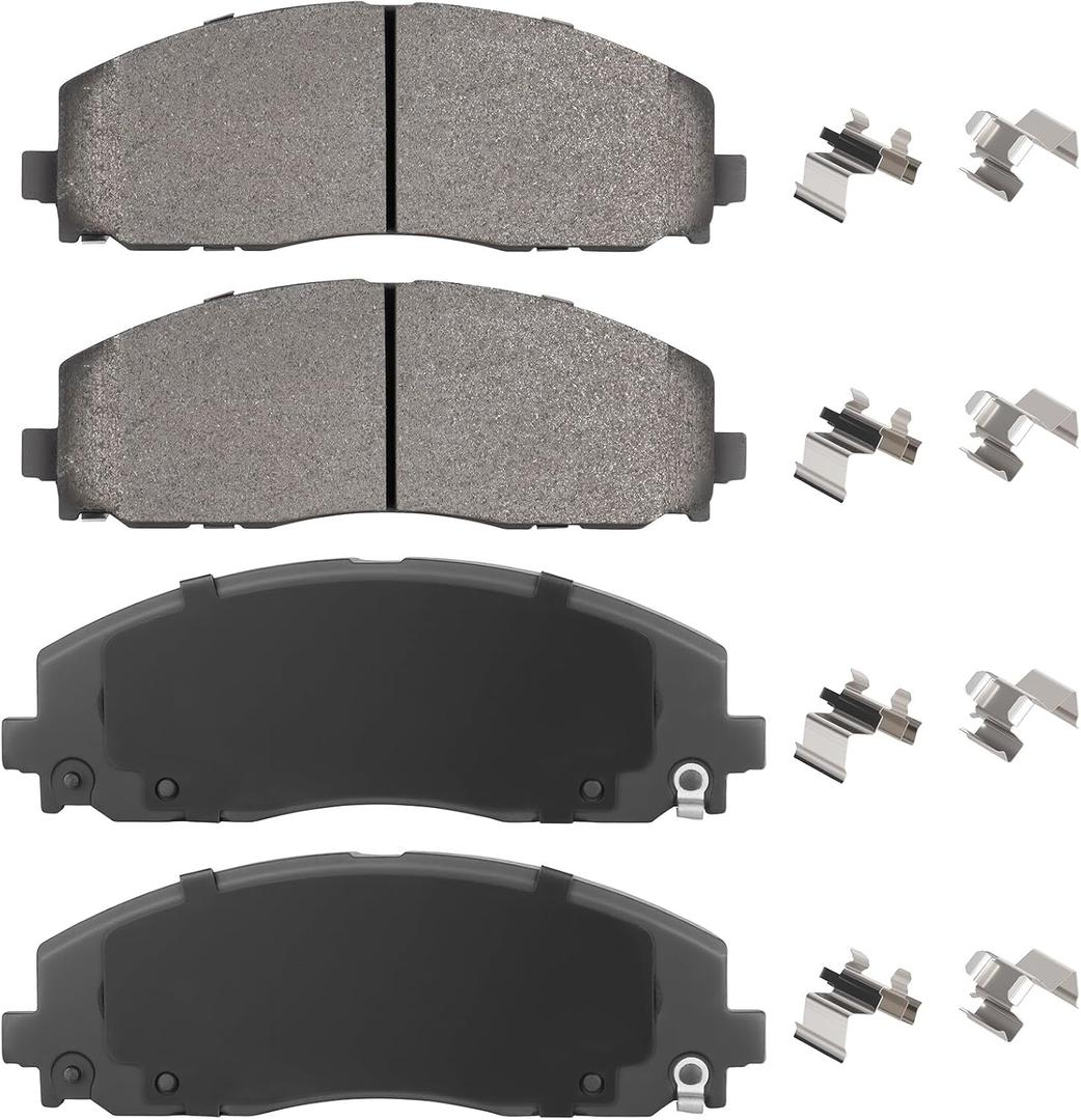 ILONPA Front Semi-metallic Disc Brake Pads Set for Dodge Grand Caravan 12-23, Journey 12-20, for Chrysler Pacifica 17-24, Town & Country 12-16, for Volkswagen Routan 12-14 4PCS(With Hardware)