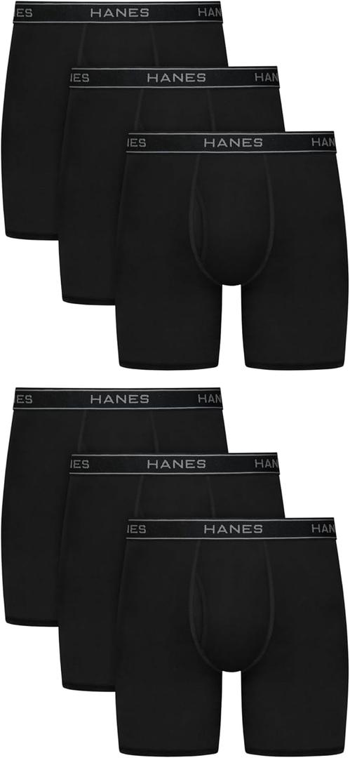 Hanes Men's Underwear Boxer Brief Pack, Performance Stretch Underwear, Moisture-wicking Boxer Briefs for Men, 6-pack, Large, Black