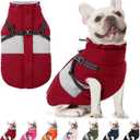 AOFITEE Dog Coat, Warm Dog Jacket with Harness Built in, Waterproof Coats for Small Dogs, Dogs Winter Coat Puffer Jacket with Zipper & Fleece Collar, Pet Snowsuit Sweater for Chihuahua Yorkshire, XS (Burgundy)