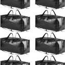 SpaceAid Heavy Duty Moving Bags 8 Pack, Large Storage Totes Bins with Backpack Straps, Strong Handles & Zippers, Packing Moving Boxes Supplies, College Dorm Room Essentials, Black