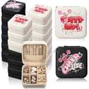 Batiyeer 18 Pack Cheer Team Gifts for Cheerleader, Leather Mini Travel Jewelry Organizer Case Boxes Bulk for Women Girls