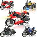 4-Pack Pull-Back Motorcycles with Lights & Sounds | Durable Metal/Plastic Toy Bikes for Ages 3+ | Motorcycle Collection Gift Set