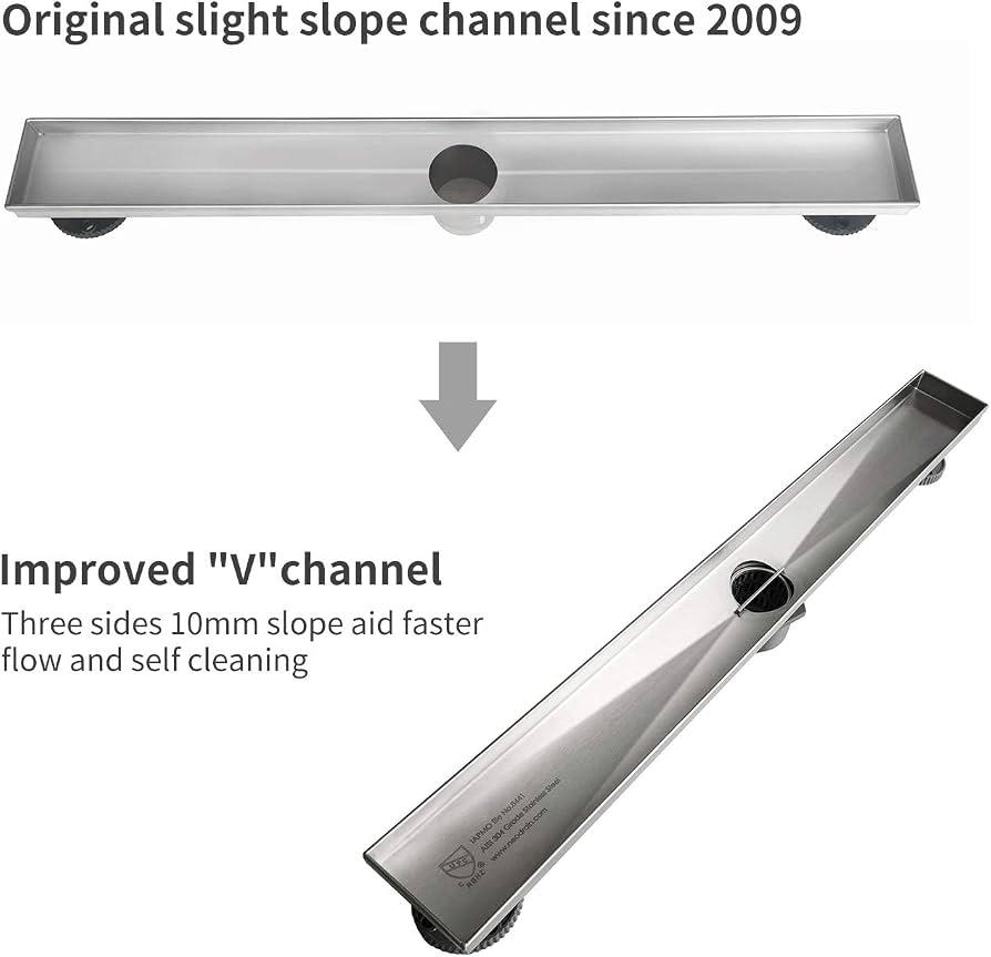 Neodrain 24" Linear Shower Drain with Removable Wave Pattern Grate,Brushed