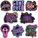 2 x Motivational Neon Sticker 8 Pcs (Large Size) Vinyl Stickers Laptop Waterproof Decal for Car Bumper Water Bottle Notebook Luggage Window Birthday Decorations - Size 4 Inches