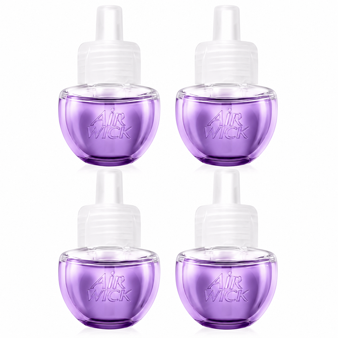 Air Wick Plug in Scented Oil Starter Kit, 2 Warmers + 4 Refills, Lavender & Chamomile, Eco Friendly, Essential Oils, Air Freshener