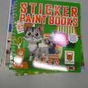 4Pcs Paint by Sticker Books Sticker by Number Books Activity Puzzle Book Craft Art Gift with Mermaid Cat Dog Silly Snack 32 Pictures Sticker by Number Book Set Party Favors