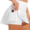 Stelle Women's Tennis Golf Skirts High Waisted with Pockets Inner Shorts for Athletic Skorts Sports Running Pickleball (White, S)