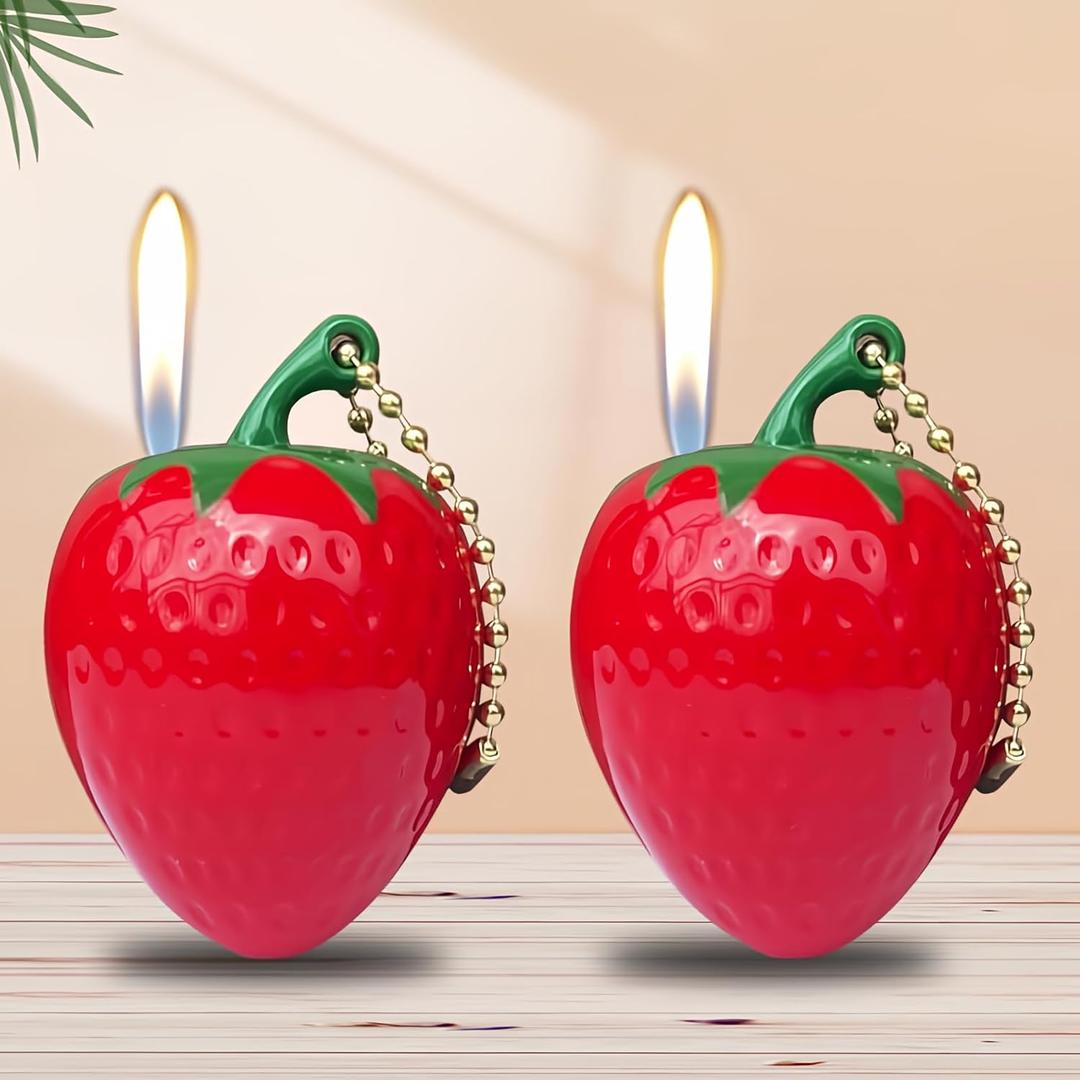 2(Pcs) Cartoon Pink Red Cool,Butane Jet Torch Lighter,Refillable Windproof Flame Lighters,Adjustable,BBQ Candles Camping (No Gas)