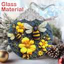 Bee Christmas Decoration - Stained Glass Tree Ornaments, Xmas Gift for Friend, Family, Coworker