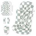 DILIMI Infant Car Seat Insert, Baby Car Seat Head Support with 3 Strap Paddings, Soft Newborn Car Seat Cushion for Stroller, Swing, Bouncers, Green Checkered