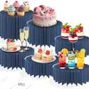 6Pcs Buffet Risers, Food Risers for Table, Foldable Cake Display Stands, Tall Cardboard Cupcakes Stand for Show Catering Desserts Jewelry Wedding Birthday Party Decoration (Blue)