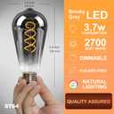 E26 ST64 Vintage Edison Light Bulbs, Smoky Grey Coated Glass, Dimmable, 4W(20W Equivalent) 150 Lumens, 2700K Soft White, Spiral Filaments Design, Antique Style, 25000 Hrs, 6-Pack