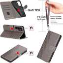 Designed for Google Pixel 8A Case Wallet,Women Flip Folio Cover with Embossed PU Leather Stand Credit Card Holders Slots Wrist Strap Phone Case for Google Pixel 8A (Gray Cube) (2)