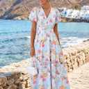 Flessibili Womens Summer Floral Maxi Dress Wedding Guest Party Long Dresses 2026 (Blue, S)