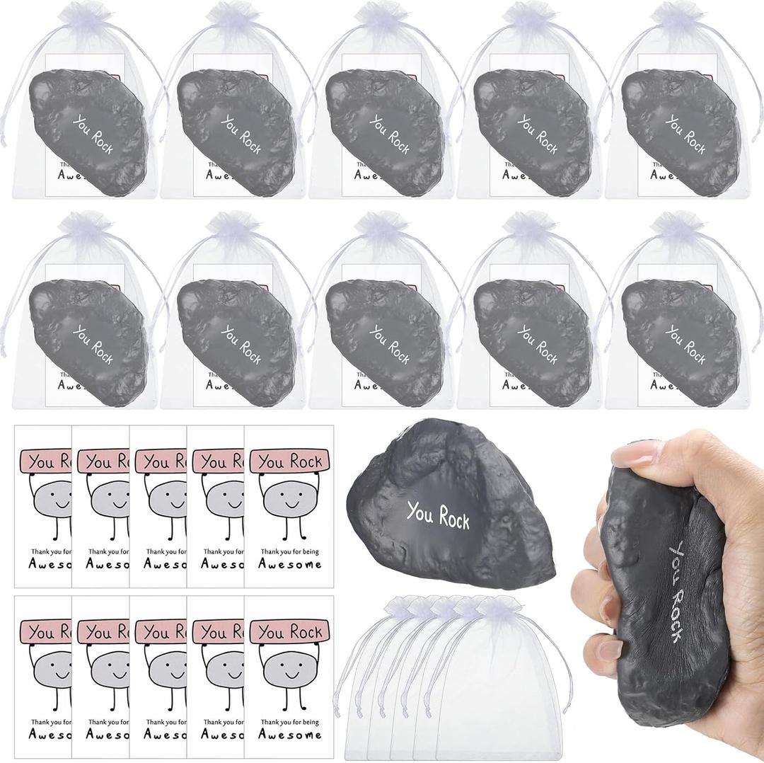 Gemscream 50 Set Inspirational Stress Balls Bulk Motivational Stress Foam Stone Relief Toys You Rock Quotes Squeeze Ball Appreciation Gifts Thank You for Being Awesome Gifts for Employee Coworker