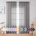 Simplebrand Grey Sheer Curtains 84 Inches Long, Light Filtering Rod Pocket Solid Color Window Sheer Curtain Panels, Elegant Curtains & Drapes for Living Room 2 Panels (Charcoal Grey, 2x42x84'')