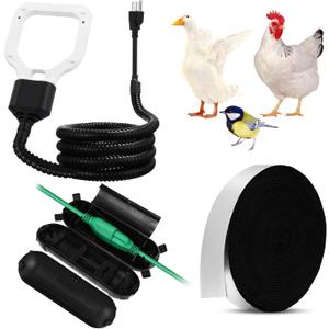 Relaxweex 250w Utility De-icer Water Heater, Submergible Cast Aluminum Chicken Water Bird Bath Heater for Winter Farm Livestock Tank Chicken Coop with Insulation Tape Cord Cover for Outdoor (Black)