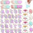 154pcs Chenille Letter Patches Iron on Self Adhesive Chenille Fabric Stickers for Clothes, Iron on Appliques Patch Cute Letter Patch for Backpacks, Hats, Bags, Jackets