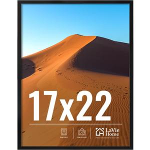 LaVie Home 17x22 Picture Frame for Wall Display, 17x22 Black Picture Frame with HD Plexiglas, 17 x 22 Poster Frame 1 Pack, Display Frame for Vertical or Horizontal, Classic Collection