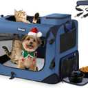 Large Cat Carrier 24"x17"x17", Soft Dog Crate with 2 Bowls, Collapsible Travel Pet Carrier Bag for Cats Dogs Puppies Kittens (Navy)