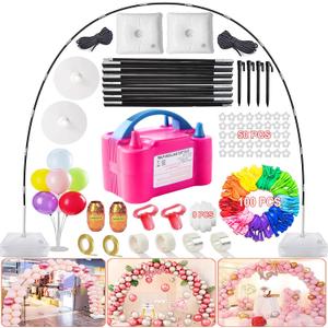Balloon Arch Kit and Balloon Pump, 9Ft Tall & 10Ft Wide Adjustable Balloon Arch Stand Kit with Electric Pump, Balloons and Accessories for Birthday, Wedding, Graduation Party Decoration