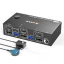 8K@60Hz HDMI+Displayport KVM Switch 2 Monitors 2 Computers,USB 3.0 KVM Switches Dual Monitor for 2 Computer Share 2 Monitor and 4 USB Ports,with Wired Remote,12V Power Adapter and USB Cables