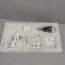 Christmas Village Sets- 13 Pieces Indoor Christmas Decorations, White Ceramic Village Houses Set of 4 with 7 Trees & 2 Deer, Mantel & Room & House Table Decor, Farmhouse Rustic Holiday Decor