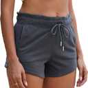  ZKIEYS Women's Sweat Shorts Cotton French Terry Drawstring Summer Workout Casual Lounge Shorts with Pockets Dark Gray (Large)
