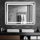 Led Mirror for Bathroom, 30x40 Bathroom Vanity Mirror for Wall with Light, IP54 Enhanced Anti-Fog, Dimmable 3 Colors, Memory Function, Backlit and Front Lit, Shatter-Proof Glass, Plug-in/Hardwired