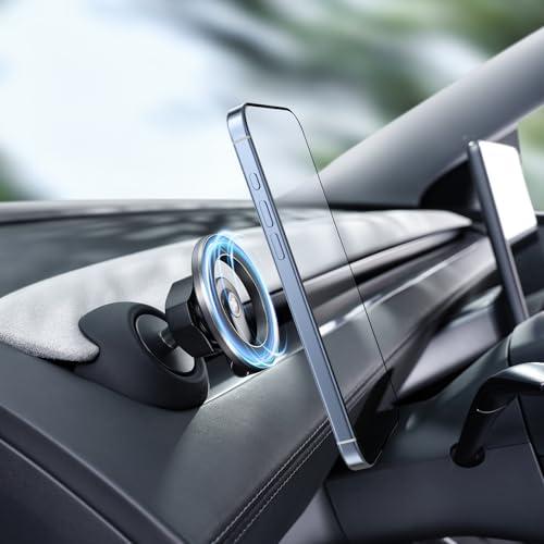YONZEE Magnetic Phone Mount for Tesla Model Y Juniper 2024-2026 & Model 3 Highland, Dashboard Hidden Design, 360° Rotatable Car Holder, Stable Anti-Shake Mount, Does Not Block View, Easy to Install