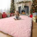 Amdrebio Pink Area Rugs for Bedroom Girls, Cute Fluffy Fuzzy Shag Rug 5x7 for Living Room, Kids Room, Kawaii Plush Fur Indoor Floor Carpet for Teens, Baby, Nursery, Preppy Dorm, Home Decor Aesthetic