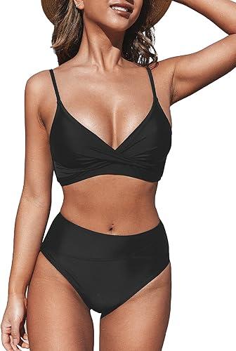 Women's Bikini Sets Two Piece Swimsuit High Waisted V Neck Twist Front Adjustable Spaghetti Straps Bathing Suit L Women's Bikini Sets Two Piece Swimsuit High Waisted V Neck Twist Front Adjustable Spaghetti Straps Bathing Suit L